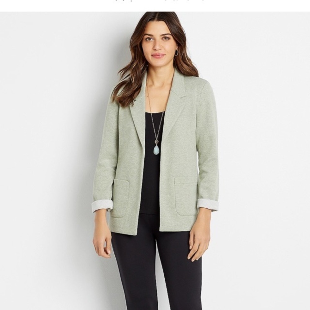 Maurice’s Light Green Knit Twill Boyfriend Blazer